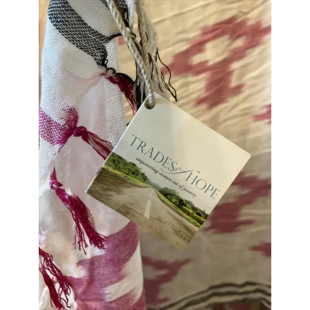 Trades Of Hope Destination Womens Wrap Scarf Fringe 100% Cotton Southwestern